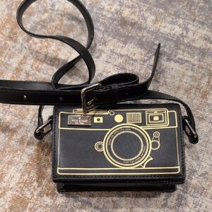 Kate Spade Black Camera Strap with Gold Design